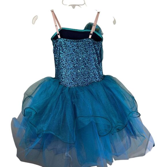 Curtain Call Dance Costume Ballet C230 Size CLA Large Size 14 Blue Recital - Picture 2 of 6